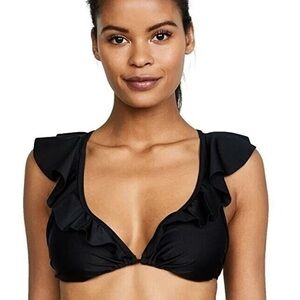 Shoshanna Ruffle Top Bikini Top in Black sz D Large